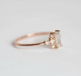 1ct Baguette Cut VVS1D Diamond Engagement Ring Minimalist 14k Rose Gold Finish