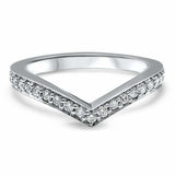 1.5ct Round Cut Diamond Wedding Band V Shaped Petite Curved 14k WhiteGold Finish