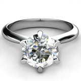 1ct Round Cut VVS1D Diamond 6 Claw Prongs Engagement Ring 14k White Gold Finish