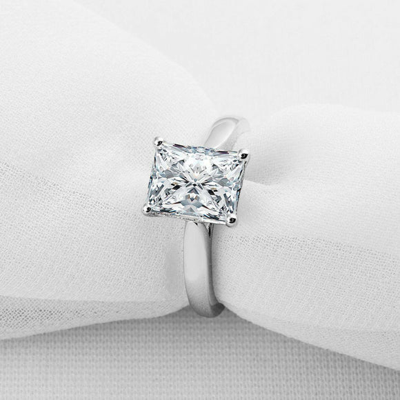 1.5ct Radiant Cut Diamond Engagement Ring Solitaire Women 14k White Gold Finish