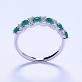 2.7ct Round Cut Green Emerald Wedding Band Half Eternity 14k White Gold Finish