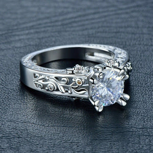 1.2ct Round Cut Diamond Engagement Ring 14k White Gold Finish Filigree Vintage