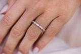 0.7ct Baguette Diamond Wedding Band Dainty East West Eternity 14k Rose Gold Over