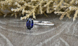 1ct Oval Cut Blue Sapphire Engagement Ring 14k White Gold Finish Rope Solitaire