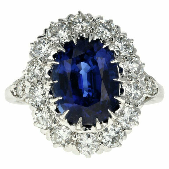 4.5ct Oval Cut Blue Sapphire Cocktail Wedding Engagement Ring 14k WhiteGold Over