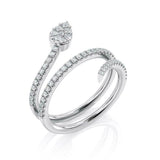 1.5ct Round Cut Diamond Engagement Ring Leaf Twist Wrap 14k White Gold Finish