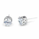 1ct Round Cut Diamond Solitaire Crown Stud Women Earrings 14k White Gold Finish