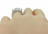 3Ct Emerald Diamond Trilogy Engagement Ring 14K White Gold Over Baguette Accents