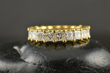 4Ct Princess Cut DVVS1 Diamond Full Eternity Wedding Band 14K Yellow Gold Finish