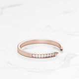 Dainty Open Stackable Wedding Band 0.12ct Round Cut Diamond 14k Rose Gold Finish