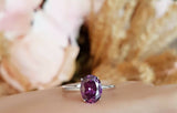 2.5ct Oval Cut Purple Amethyst Engagement Ring 14k White Gold Finish Solitaire