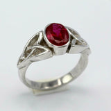 2ct Oval Cut Pink Ruby Engagement Ring Celtic Trinity Knot 14k White Gold Finish