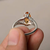 0.5ct Marquise Cut Yellow Citrine Filigree Engagement Ring 14k White Gold Finish