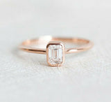 0.7ct Emerald Cut VVS1D Diamond Engagement Ring 14k Rose Gold Finish Solitaire