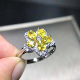 5ct Oval Cut Yellow Sapphire Engagement Ring Flower Cocktail 14k White Gold Over