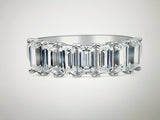 4Ct Emerald Cut Diamond Elegant Half Eternity Wedding Band 14K White Gold Finish