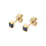 0.7ct Stud Earrings Princess Cut Sapphire Petite Solitaire 14k YellowGold Finish