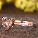 1ct Heart Cut Simulated Morganite Accented Engagement Ring 14k Rose Gold Plated