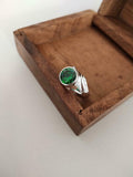 2.2ct Round Cut Green Emerald Bezel Set Solitaire Ring 14k White Gold Finish