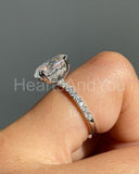 1ct Oval Cut Simulated Diamond Hidden Halo Heart Prong Ring 14k WhiteGold Plated