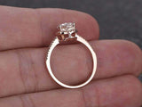 1.5ct Heart Cut Diamond Engagement Ring Accents Solitaire 14k Rose Gold Finish