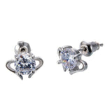 0.5ct Round Cut VVS1 Diamond Unique Design Stud Earrings 14k White Gold Finish