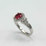 2.3ct Round Cut Pink Ruby Engagement Ring Halo Celtic Trinity 14k WhiteGold Over