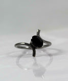 1ct Engagement Ring Oval Cut Black Diamond Solitaire Bypass 14k BlackGold Finish