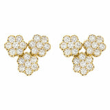 1.5ct Round Cut VVS1 Diamond Floral Cluster Stud Earrings 14k Yellow Gold Finish