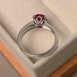 2ct Oval Cut Pink Ruby Engagement Ring Solitaire Round Accent 14k WhiteGold Over