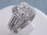 2ct Princess Cut Diamond Accent Double Halo  Engagement Ring 14k White Gold Over