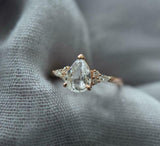 1.85ct Pear Cut Diamond Solitaire Ring 14k Rose Gold Finish with Round Accents