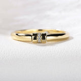 0.3ct Round Cut Diamond Minimalist Stacking Statement Band 14k YellowGold Finish