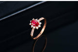 2Ct Oval Cut Pink Ruby Diamond Floral Halo Engagement Ring 14K Rose Gold Finish