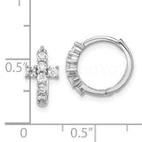 0.64ct Round Cut Moissanite Holy Cross Dangle Earrings 14k White Gold Plated