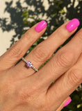 1.2ct Round Cut Pink Sapphire Solitaire with Accent Ring 14k Yellow Gold Finish