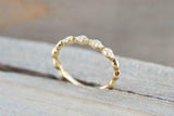 1.2ct Round Cut Diamond Wedding Band Thin Minimalist Petite 14k Yellow Gold Over