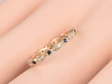 1ct Round Blue Sapphire Full Eternity Stackable Wedding Band 14k RoseGold Finish