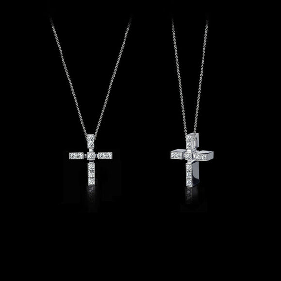 1ct Round Cut Diamond Holy Cross Jesus Christ Wide Pendant 14k White Gold Finish