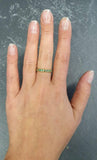 1ct Wedding Band Round Cut Green Emerald Half Eternity 14k Yellow Gold Finish