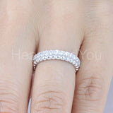 2ct Round Cut Moissanite Full Eternity Dual Wedding Band 14k White Gold Plated