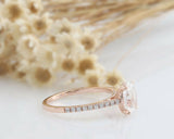 1.5ct Oval Cut Diamond Engagement Ring Solitaire with Accents 14k Rose Gold Over