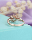 1.2ct Round Blue Aquamarine Engagement Ring Vintage Art Deco 14k Rose Gold Over