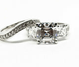 4.4Ct Asscher Cut Diamond Bridal Set Engagement Ring Band 14K White Gold Finish