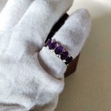 2.6ct Wedding Ring Band Oval Cut Purple Amethyst Five Stone 14k WhiteGold Finish