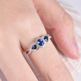 2ct Oval Cut Blue Sapphire Halo Three Stone Engagement Ring 14k WhiteGold Finish