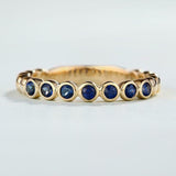 2ct Round Blue Sapphire Bezel Set Half Eternity Wedding Band 14k YellowGold Over