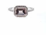 1.5ct Emerald Peach Morganite Antique Halo Engagement Ring 14k White Gold Finish