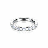 Bezel Set Half Eternity Wedding Band 0.4ct Baguette Diamond 14k White Gold Over