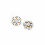 1ct Stud Earrings Round Cut Diamond Floral Cluster Design 14k Rose Gold Finish